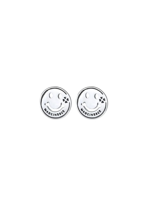 TAIS 925 Sterling Silver Smiley Minimalist Stud Earring 0