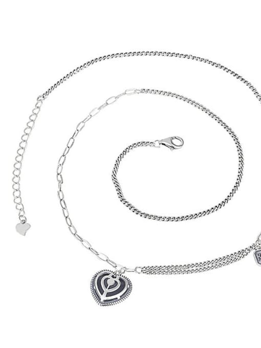 063L7.7g 925 Sterling Silver Heart Vintage Necklace