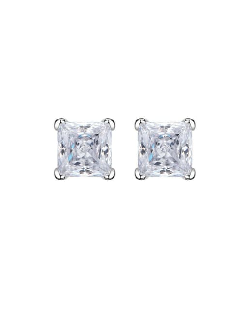 M&J 925 Sterling Silver High Carbon Diamond Square Dainty Stud Earring