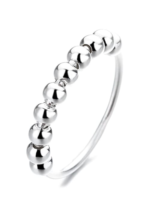 D144 round bead 925 Sterling Silver Movable transfer beads Minimalist Band Ring