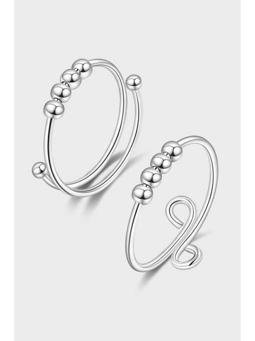 PNJ-Silver 925 Sterling Silver Bead Geometric Minimalist Band Ring 0