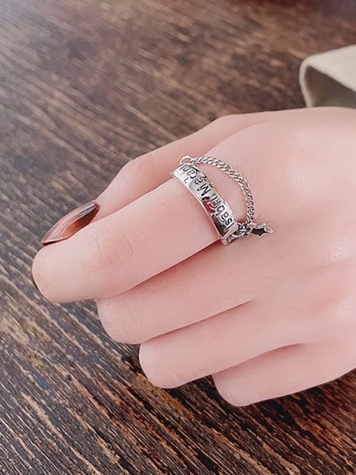 TAIS 925 Sterling Silver Letter Tassel Vintage Stackable Ring 1