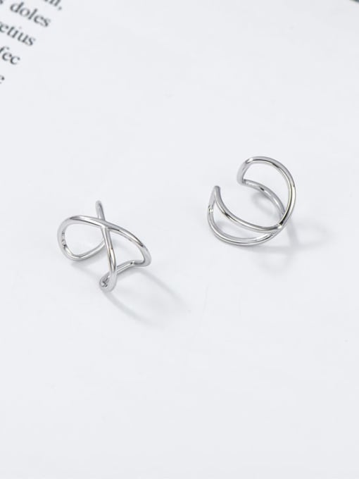 ARTTI 925 Sterling Silver Cross Minimalist Clip Earring 0