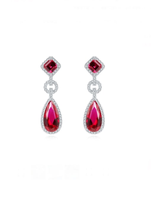 A&T Jewelry 925 Sterling Silver High Carbon Diamond Water Drop Luxury Cluster Earring 0