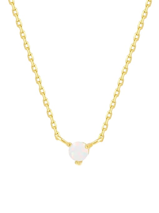 A3567 Gold 925 Sterling Silver Opal Geometric Dainty Necklace