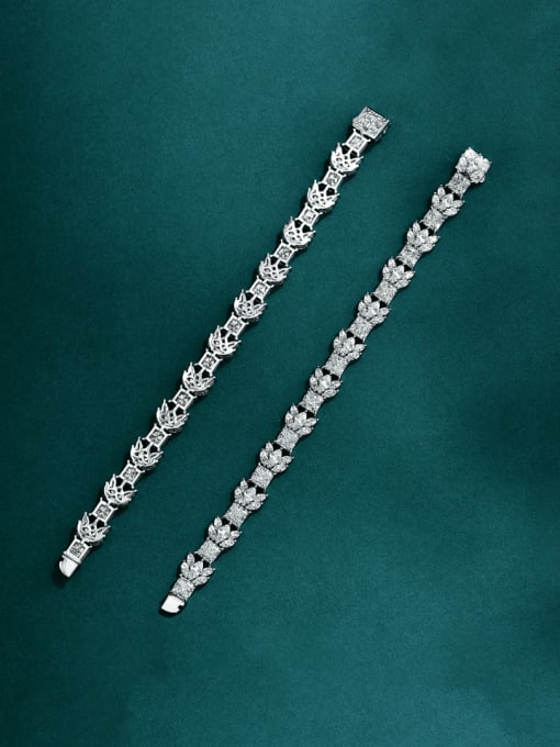 A&T Jewelry 925 Sterling Silver Cubic Zirconia Leaf Dainty Bracelet 1