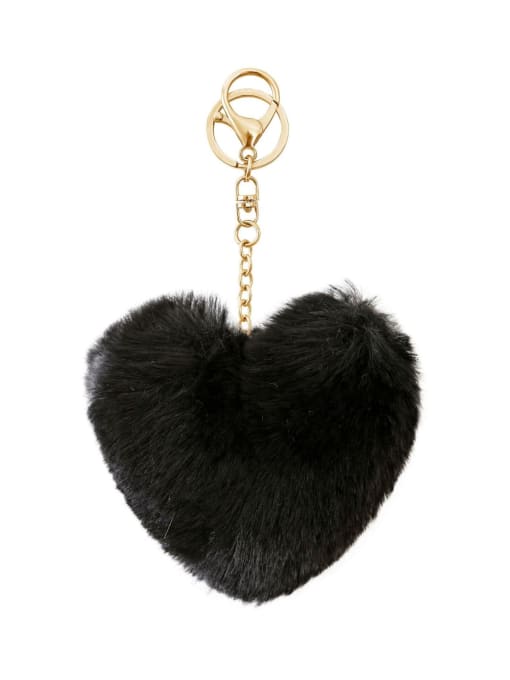 Black k68014 Zinc Alloy Feather Heart Minimalist Bag Pendant