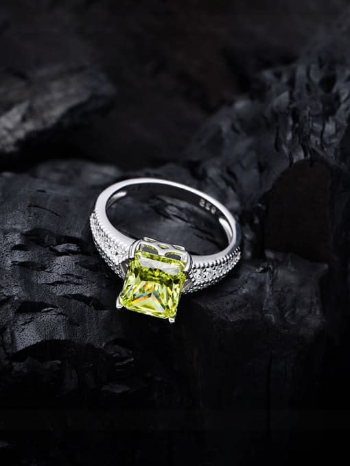 Apple green 12 925 Sterling Silver High Carbon Diamond Geometric Luxury Band Ring