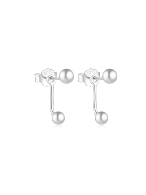 Platinum 2 Brass Cubic Zirconia Leaf Minimalist Stud Earring