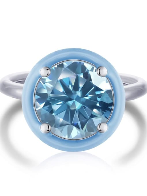 Platinum blue DY120118 925 Sterling Silver Enamel Geometric Minimalist Band Ring