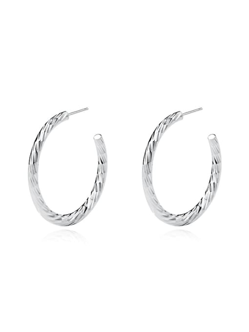 YUANFAN 925 Sterling Silver Geometric Minimalist Hoop Earring 0