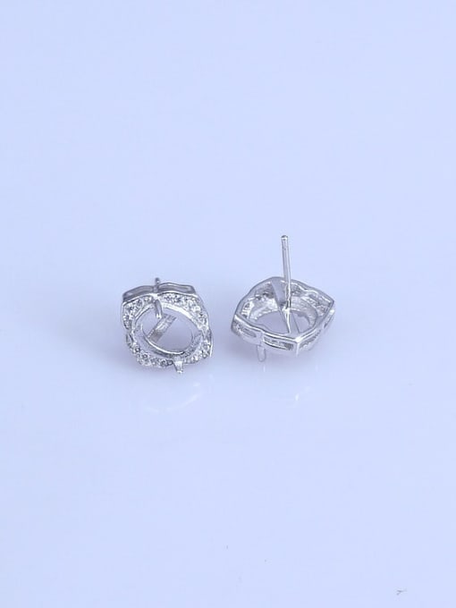 Supply 925 Sterling Silver 18K White Gold Plated Oval Earring Setting Stone size: 6*8mm 2