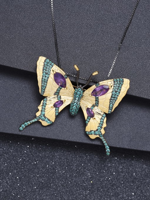 ZXI-SILVER JEWELRY 925 Sterling Silver Amethyst  Luxury Butterfly Pendant Necklace 1
