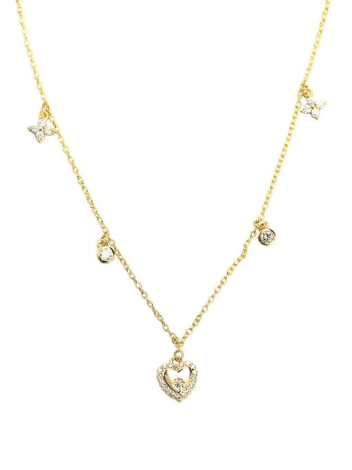 ACEE 925 Sterling Silver Cubic Zirconia Heart Dainty Necklace 2