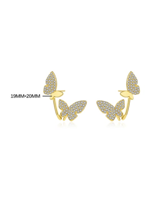 YUANFAN 925 Sterling Silver Cubic Zirconia Butterfly Dainty Stud Earring 3
