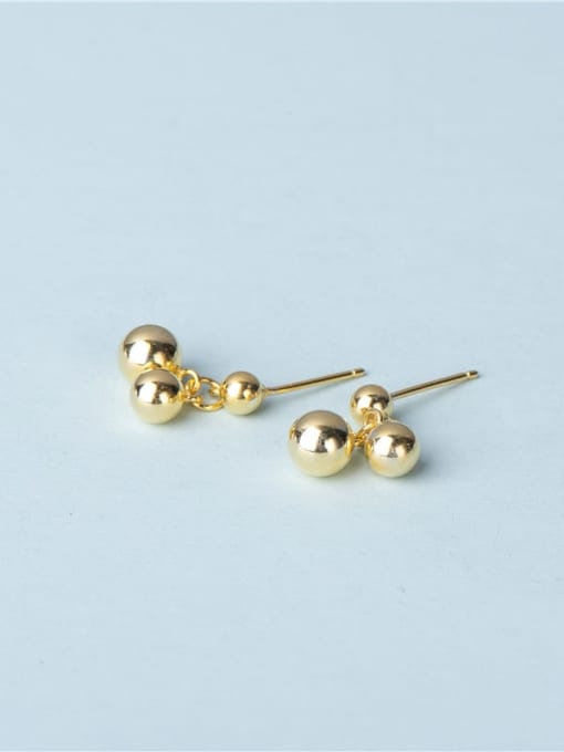 Gold 925 Sterling Silver Bead Round Minimalist Drop Earring