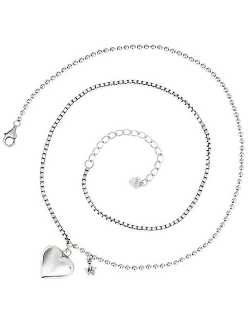004L7.8g 925 Sterling Silver Heart Vintage Necklace