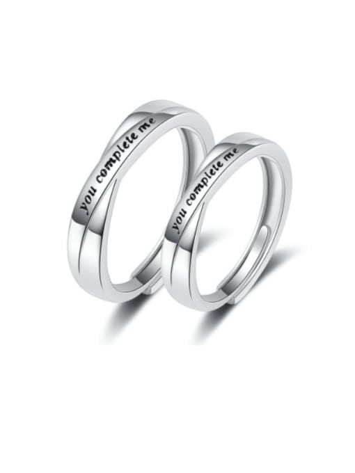 PNJ-Silver 925 Sterling Silver Letter Minimalist Couple Ring 0