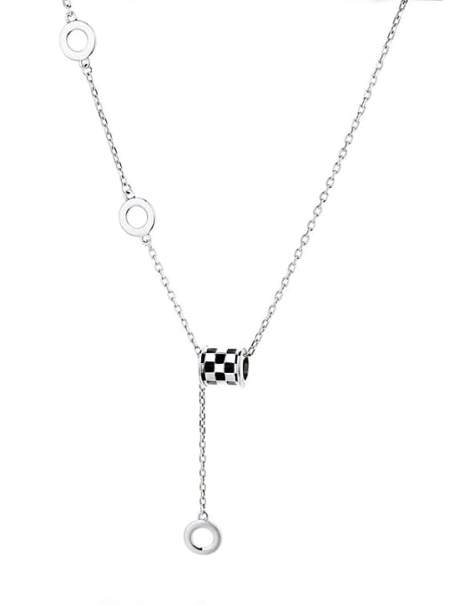 360FL10.9 925 Sterling Silver Enamel Vintage Lariat Necklace