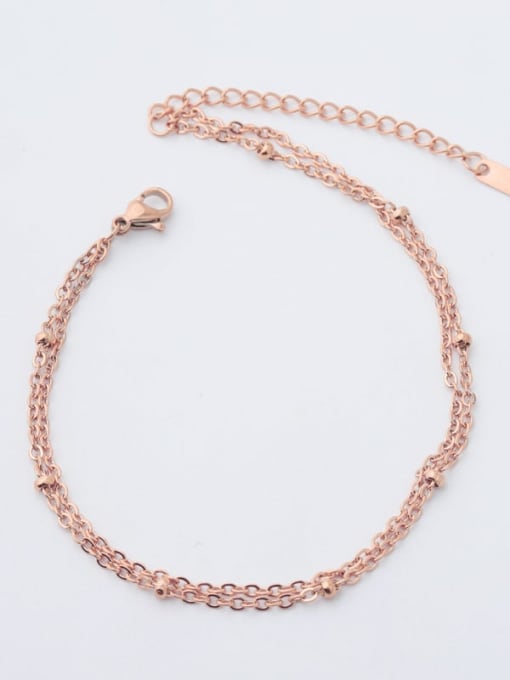 Rose gold 2mmlt049 Stainless steel Geometric Beaded chain anklets