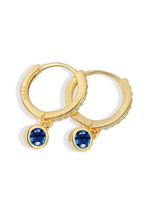 Blue  (18k gold) 925 Sterling Silver Cubic Zirconia Geometric Minimalist Huggie Earring