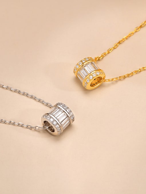 A&T Jewelry 925 Sterling Silver Cubic Zirconia Geometric Minimalist Necklace