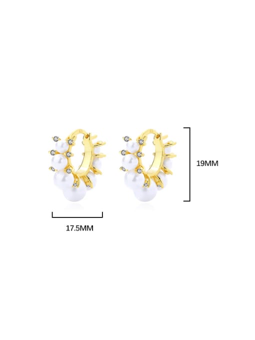YUANFAN 925 Sterling Silver Imitation Pearl Geometric Trend Huggie Earring 2
