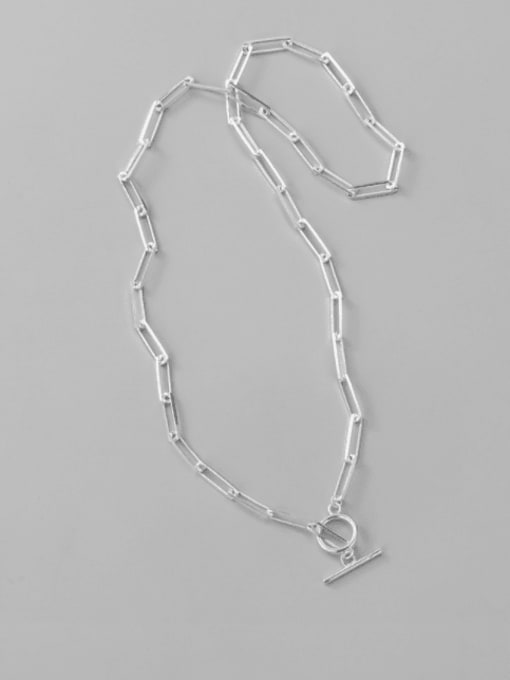 ARTTI 925 Sterling Silver Geometric Minimalist  Flat Long Cross Chain Necklace 0