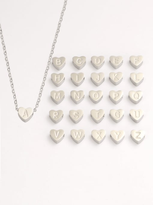 MEN PO Titanium Steel Heart Letter Minimalist Necklace 0