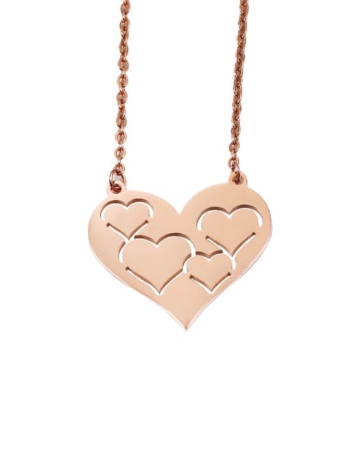 rose gold Stainless steel Hollow out Heart Minimalist Necklace