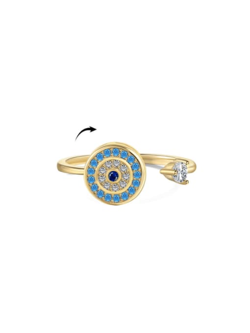 gold DY120854 S G BA 925 Sterling Silver Cubic Zirconia Evil Eye Dainty Band Ring