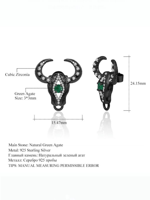 ZXI-SILVER JEWELRY 925 Sterling Silver Cubic Zirconia Zodiac Cattle Vintage Stud Earring 1