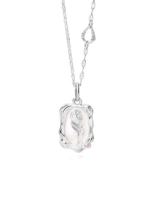 A2922 925 Sterling Silver Enamel Flower Dainty Necklace