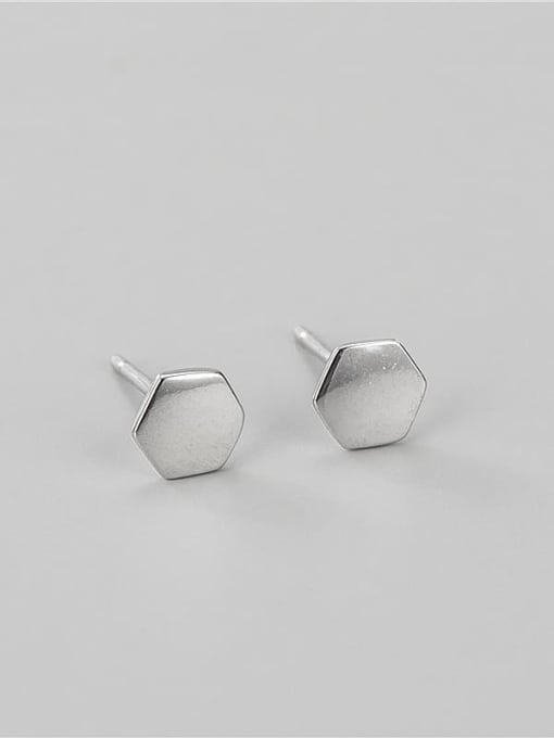Hexagonal Earrings 925 Sterling Silver Geometric Minimalist Stud Earring
