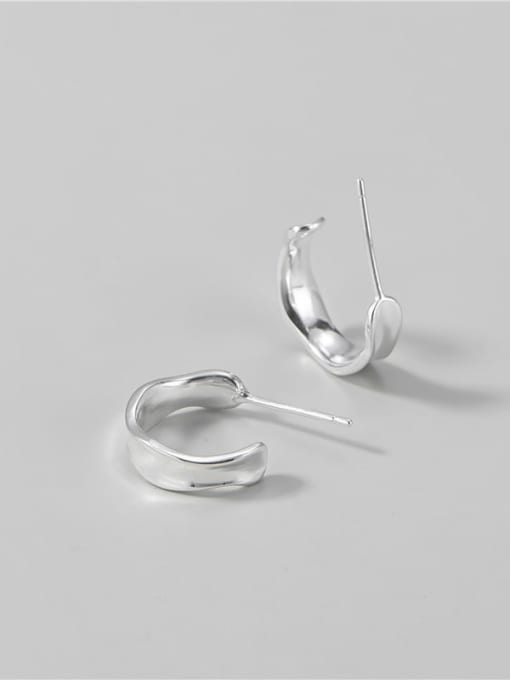 ARTTI 925 Sterling Silver Irregular Minimalist Waves C shape  Stud Earring 3
