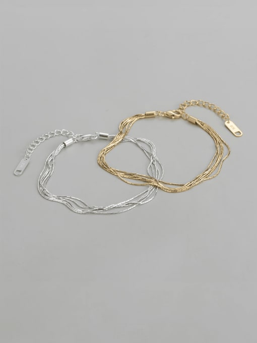 ARTTI 925 Sterling Silver Minimalist  Multilayer Chain Bracelet 3