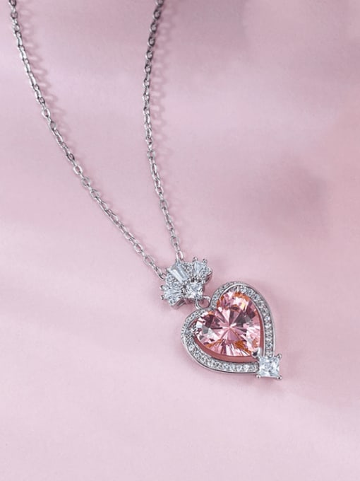 M&J 925 Sterling Silver High Carbon Diamond Heart Dainty Necklace 0