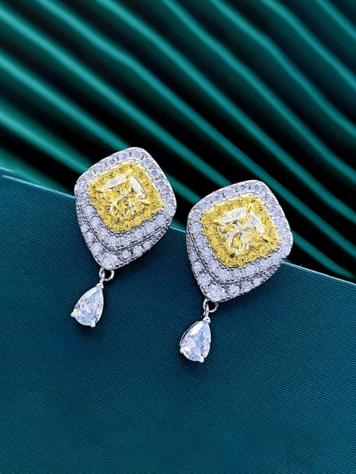 M&J 925 Sterling Silver High Carbon Diamond Geometric Luxury Cluster Earring