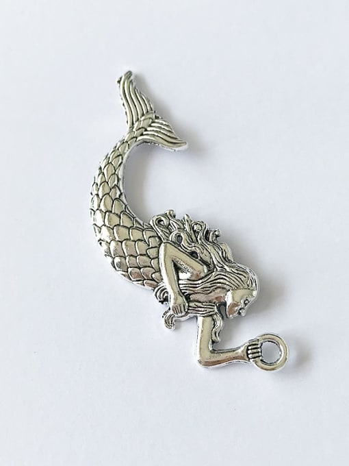 Ancient silver Alloy Fish Charm Height : 7.6cm , Width: 3cm