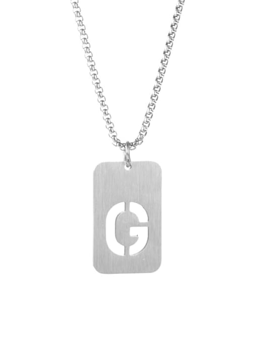 Letter G Pearl Chain Titanium Steel Letter Minimalist Long Strand Necklace