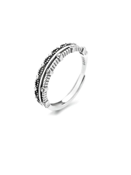080j approx. 2.1g 925 Sterling Silver Irregular Vintage Stackable Ring