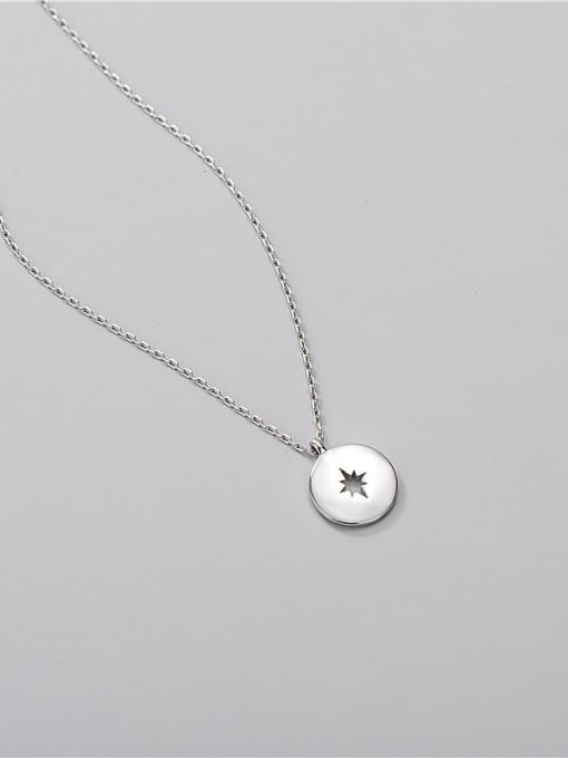 Round card six pointed star necklace 925 Sterling Silver Round Minimalist Necklace