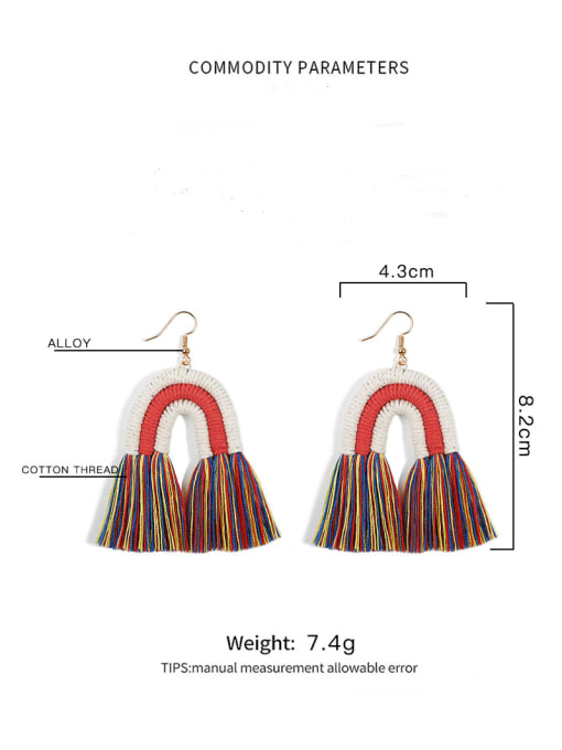 JMI Alloy Cotton Rope Tassel Bohemia Hand-Woven Drop Earring 2