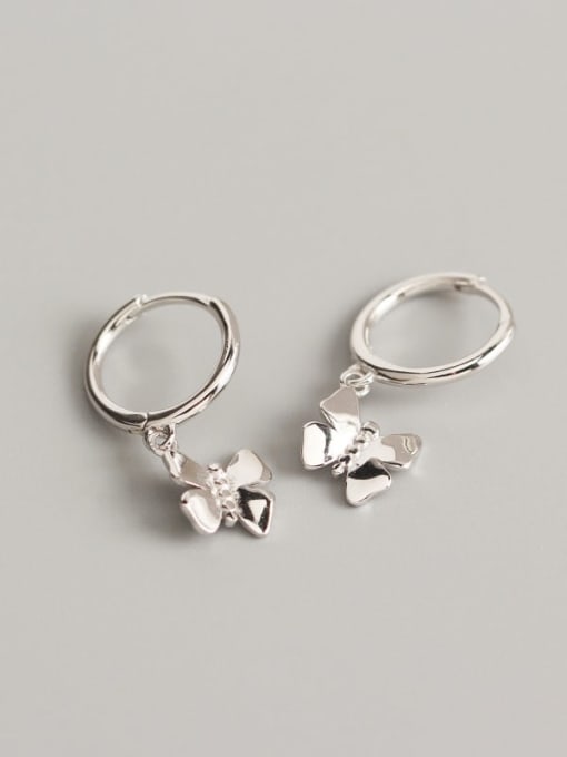Platinum 925 Sterling Silver Butterfly Minimalist Huggie Earring