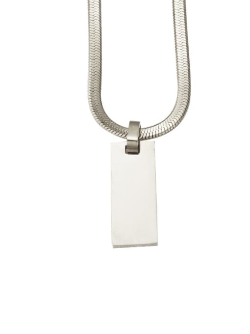 Steel color 1025mm Stainless steel Rectangle Minimalist Necklace