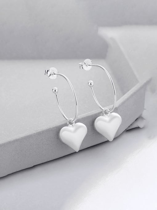 TAIS 925 Sterling Silver Heart Minimalist Hook Earring 2