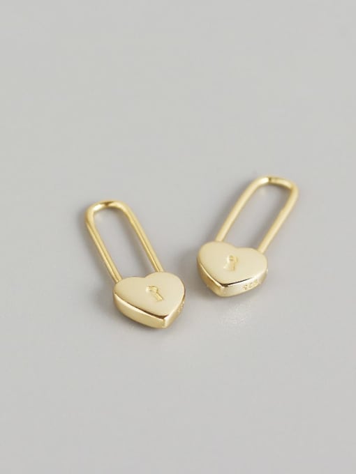 Gold 925 Sterling Silver Heart Minimalist Pin Stud Earring