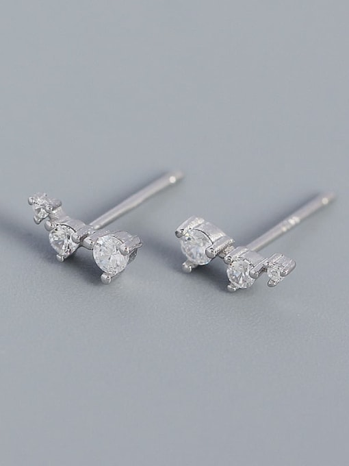 Platinum (white stone) 925 Sterling Silver Cubic Zirconia Geometric Minimalist Stud Earring