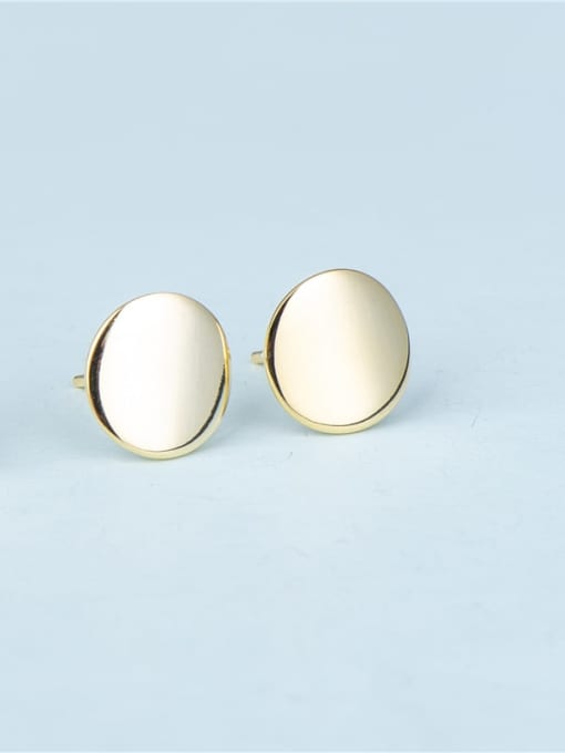 Gold Round 925 Sterling Silver Round Minimalist Stud Earring