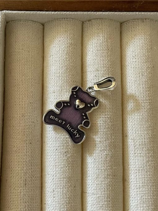 purple Bear 925 Sterling Silver Enamel Cute Pendant